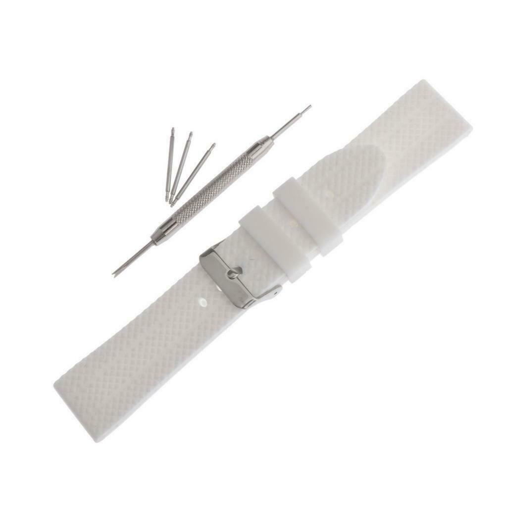 22mm Soft Silicone Watch Band Replacement Pin Buckle Accessories White