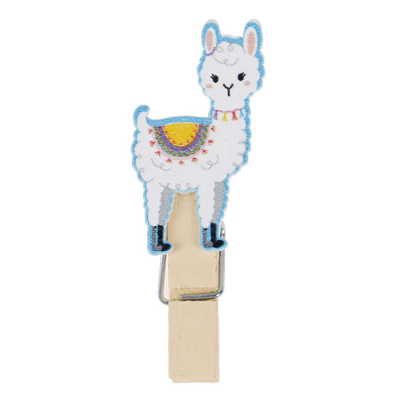 10pcs Cactus Alpaca Llamas Wooden Clips with Rope Photo Clips Hawaiian DH Qx