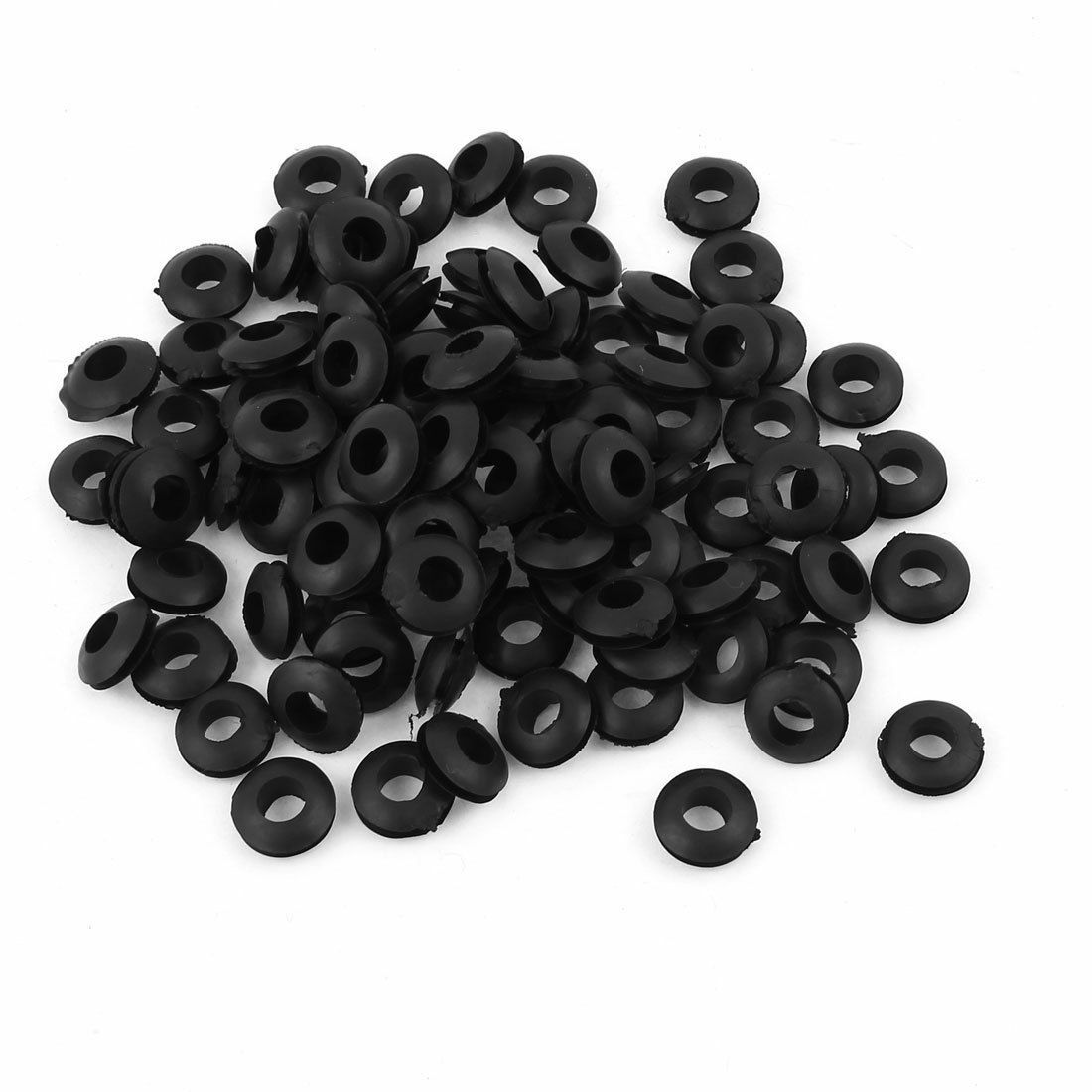 Black 8mm x 15.0mm Rubber Cable Wire Cord Grommets 50 Pcs