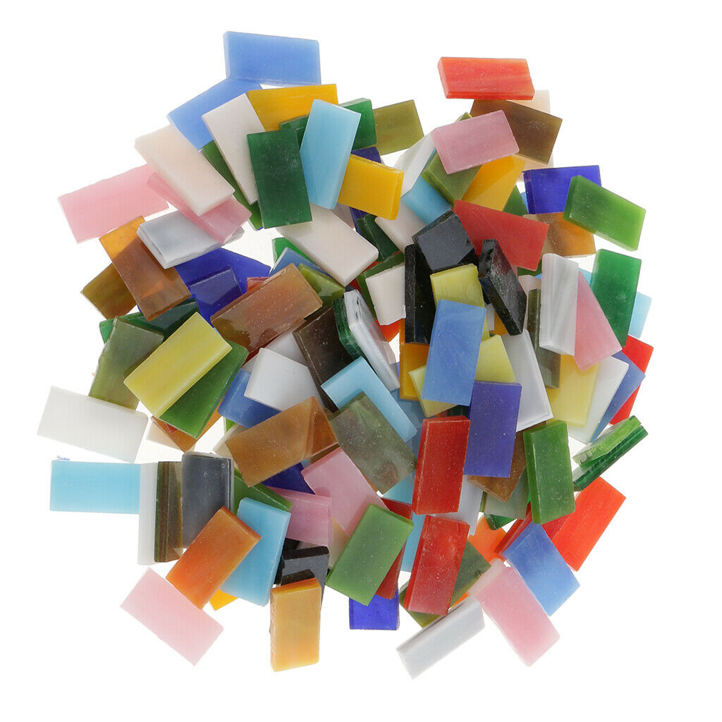 150pcs Multicolor Rectangle Glass Pieces Mosaic Tiles For Art Crafts 10x20mm