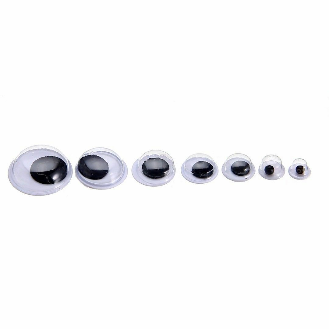700pc Wiggle Wiggly Googly Eyes Self Adhesive Black 7 Sizes 4-12mm Crafts