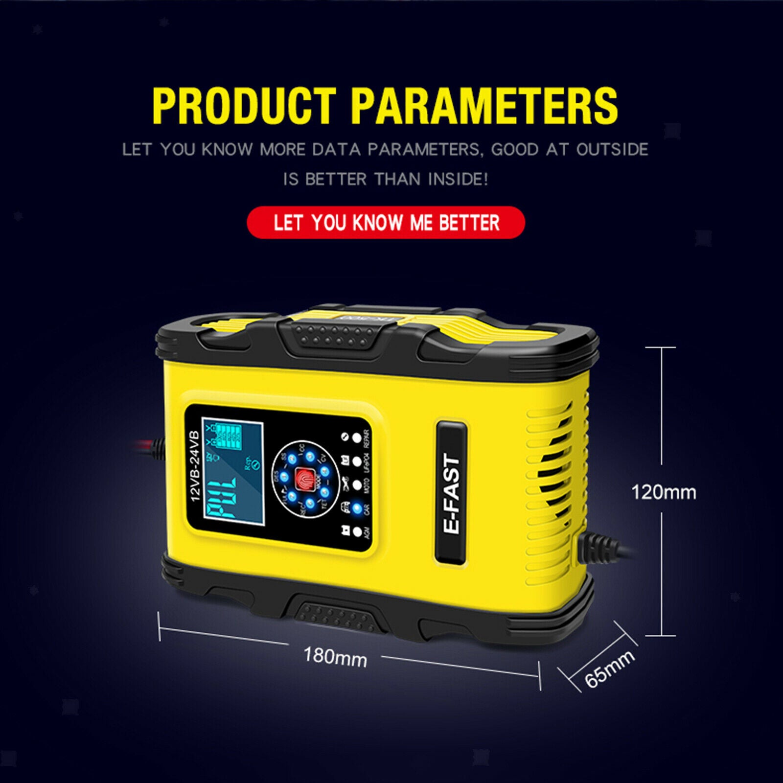 Smart Car Battery Chargers 24V/6A Power Emergency Battery Disulfate US Plug