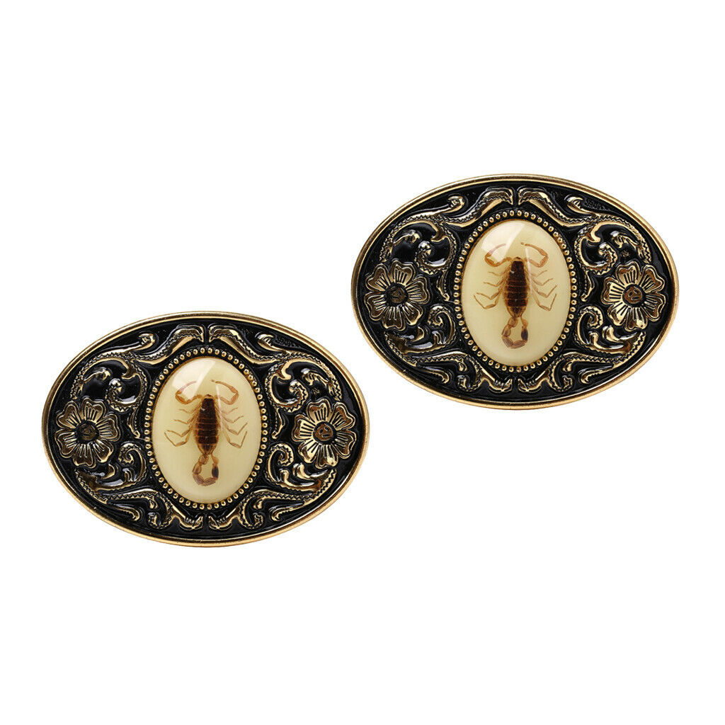 2 Pieces Mens Western Belt Buckle Luminous Stone Scorpion Animal Belt Buckle