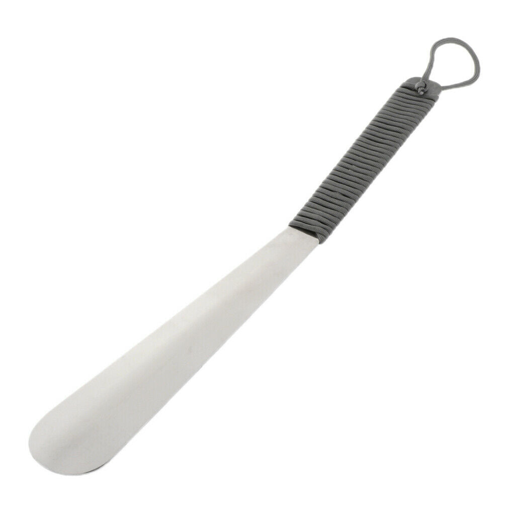 Stainless Steel Shoehorn with Paracord Long Handled Shoehorn Unisex Gray