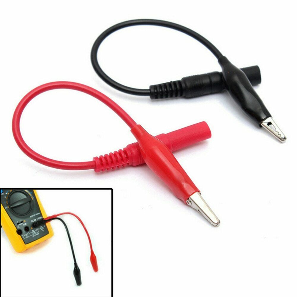 Alligator Clip   Plug Crocodile Test Lead Cable Power Supply Multimeter 2pcs
