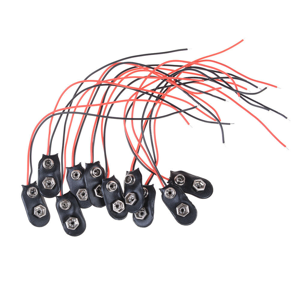 10X Black Red Cable Connection 9V Battery Clips Connector Buckle 1 WF