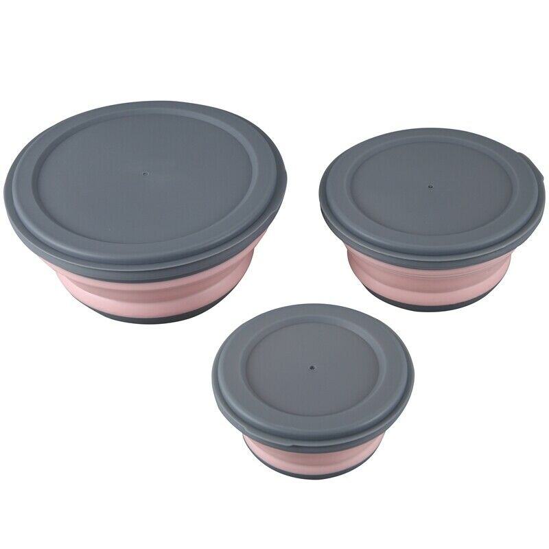 3Pcs/Set Bowl Sets Silicone Folding Lunch Box Folding Bowl Portable Silicone FO8
