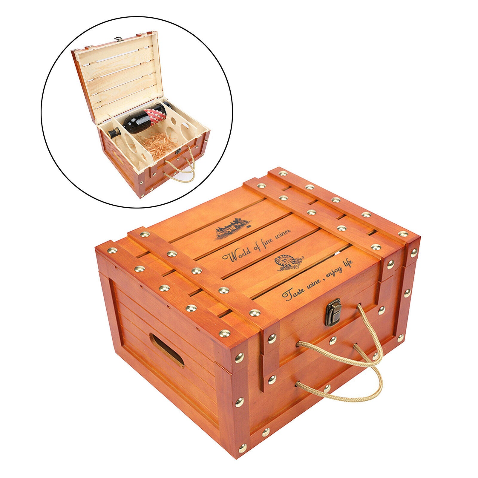 Wooden Red Wine Box Storage Champagne Wine Carrier For 6 Bottles Craft