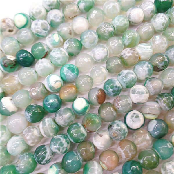 1 Strand 8mm Green Fire Dragon Veins Agate Round Ball Loose Beads 15.5" HH9020