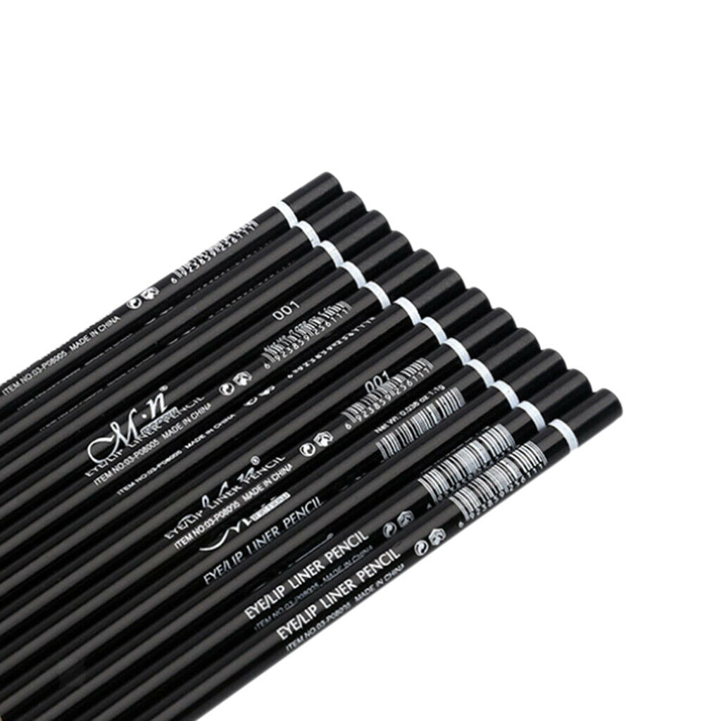 12pcs-Pack Eyeliner Eyebrow Pencil Eyeliner Pen Black Waterproof