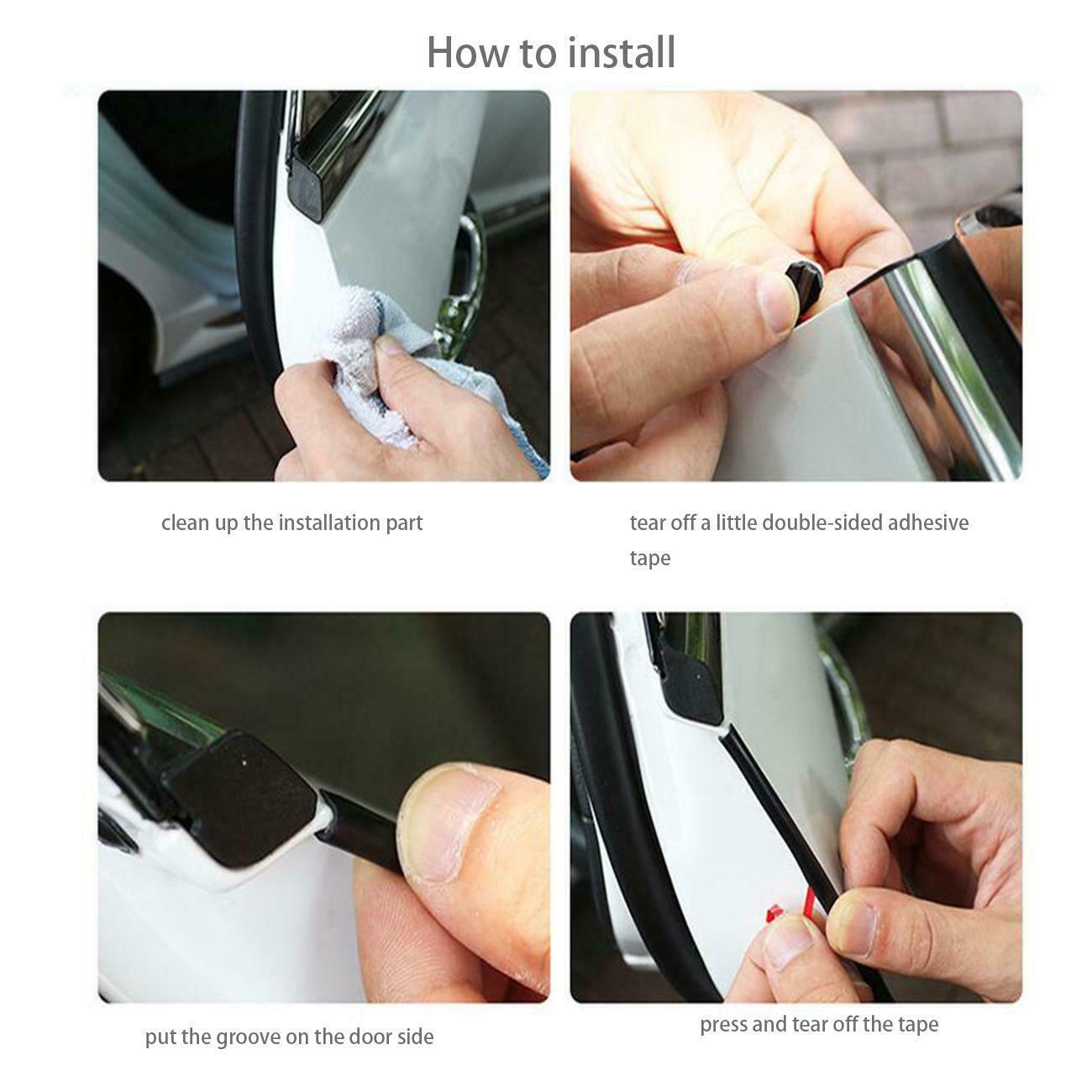 BLACK 5M Car Door Edge Protector Strips Moulding Trim Scratch Guard U Profile