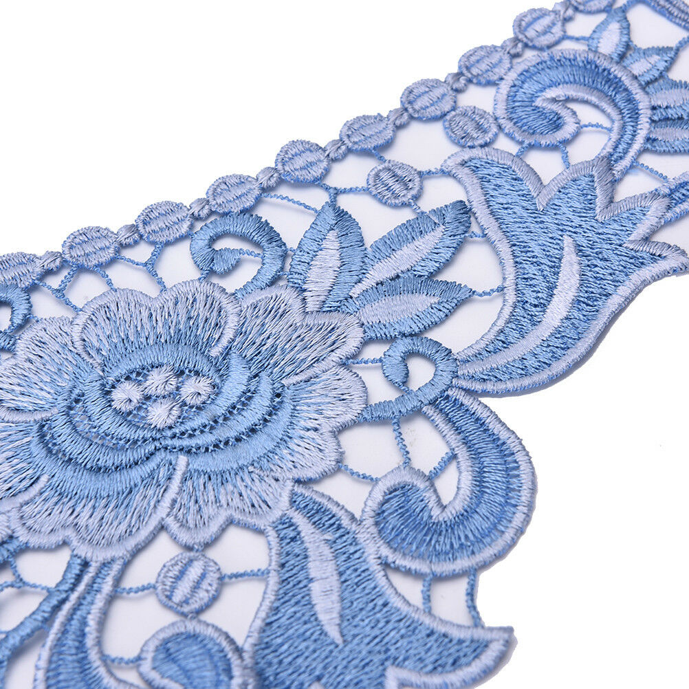 Embroidered Floral Lace Neckline  Neck Collar Trim Clothes Sewing Applique MiSJ