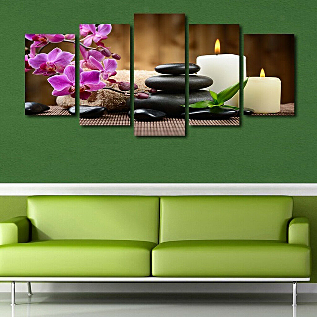 Abstract Oil Painting Canvas Printed Painting Pictures Set Of 5 CANDLE STONE