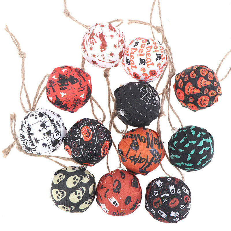 12PCS Halloween Ball Ornament Hanging Ball Decoration Halloween Pumpkin Ba Rf