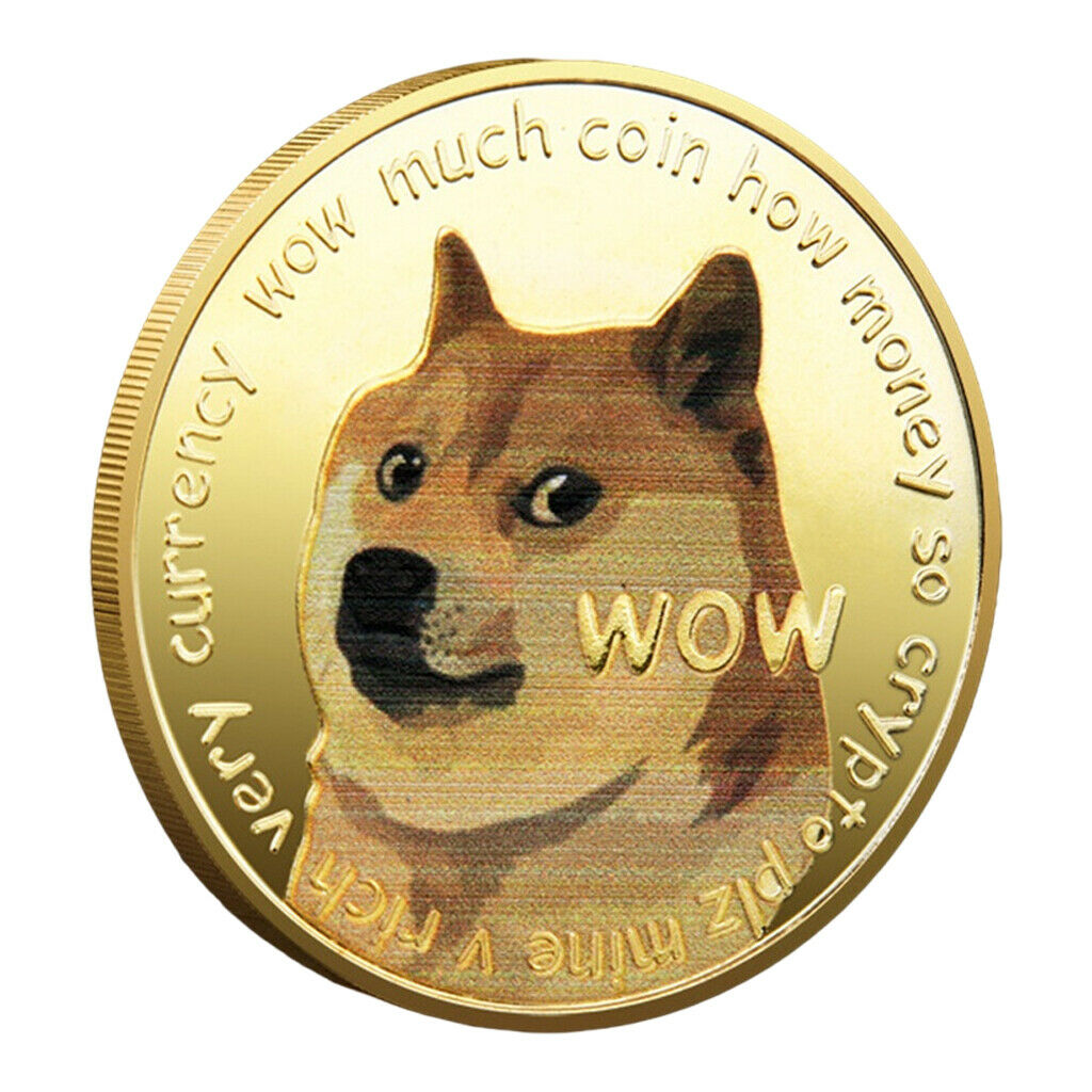5x Adults Decor Golden Dog Commemorative Coins Dogecoin Souvenir Display