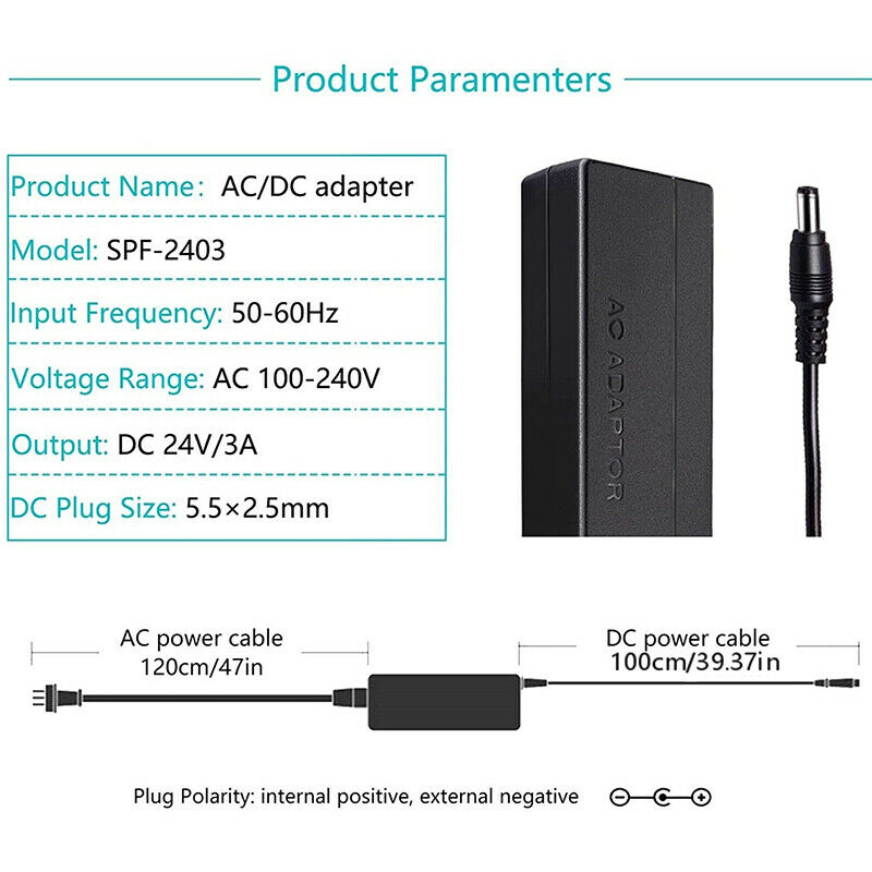 US Plug Universal DC5525 AC 100V-240V to DC 24V 3A Power Switch Adapter 72W SwA2