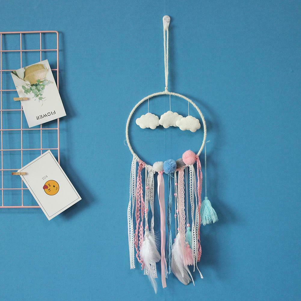 Circular Handmade Feather LED Dreamcatcher Hanging Household Decor Ornament @