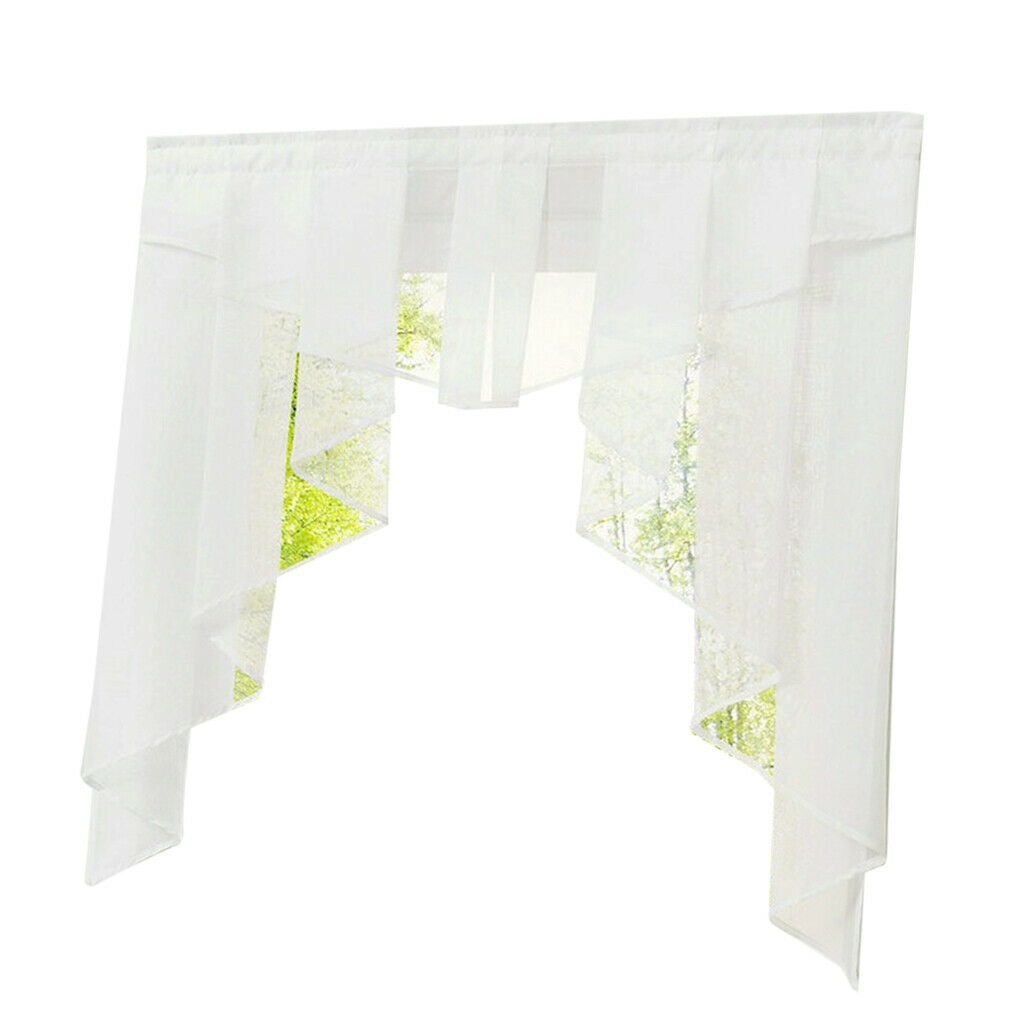 Stitching Pleated Roman Curtain Tulle for Balcony Window White 100Wx100H