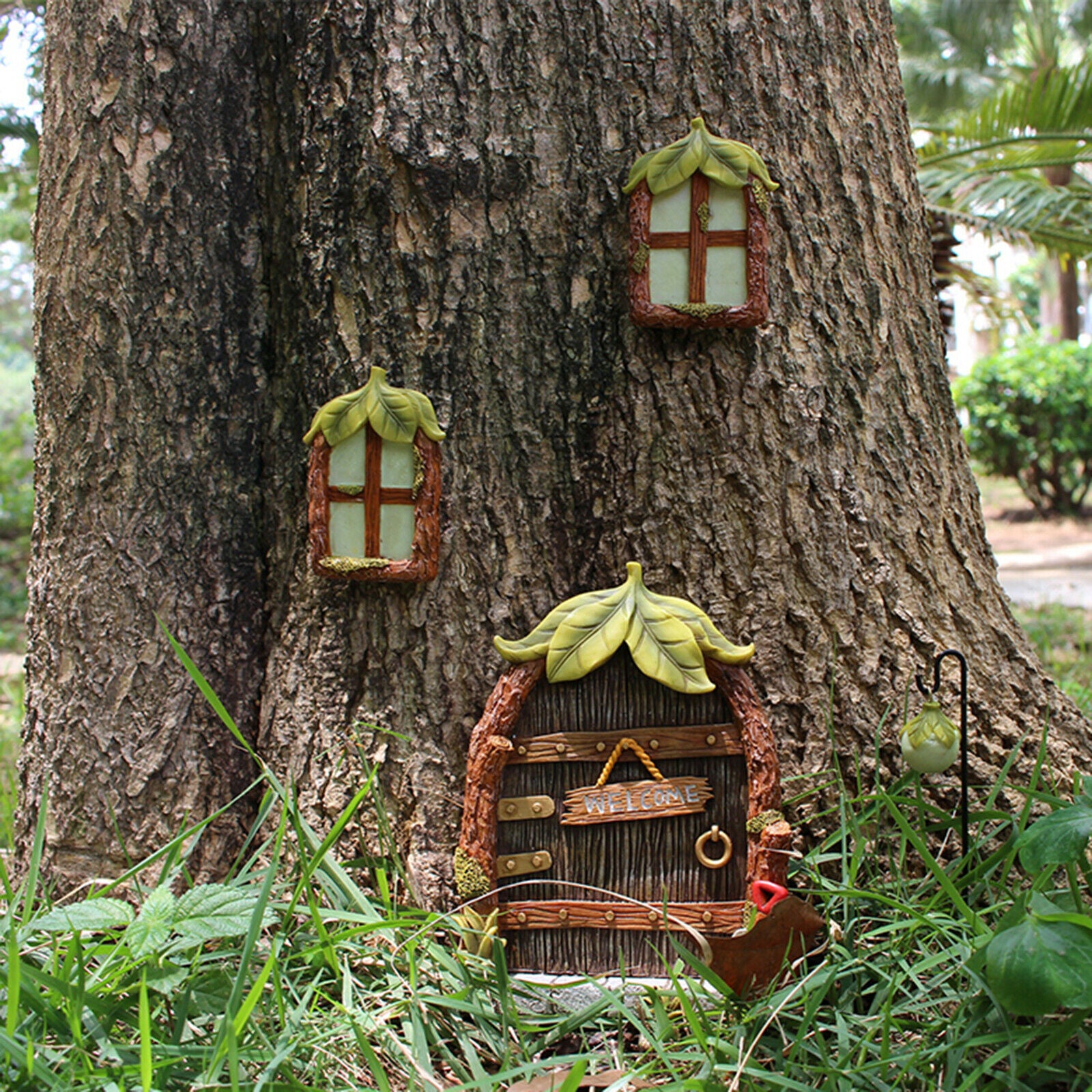 Glow in The Dark Fairy Door and Windows for Kids Room Decor with Bonus Fairy