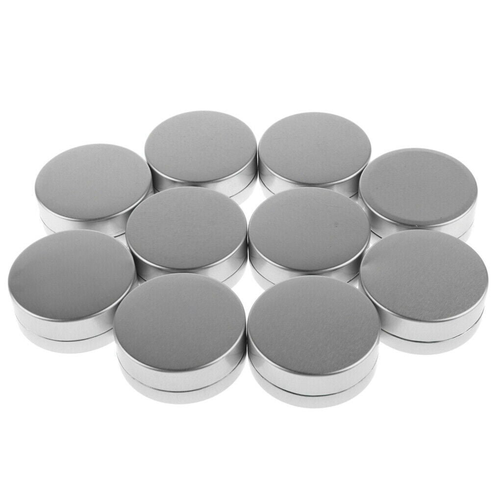 10x Cosmetic Tin Empty Containers Round Pot for Lip Balm Salve Shadow Powder