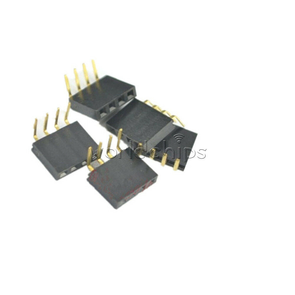 20PCS 1x4Pin Header Right Angle Female Single Row Socket Connector 2.54mm Pitch