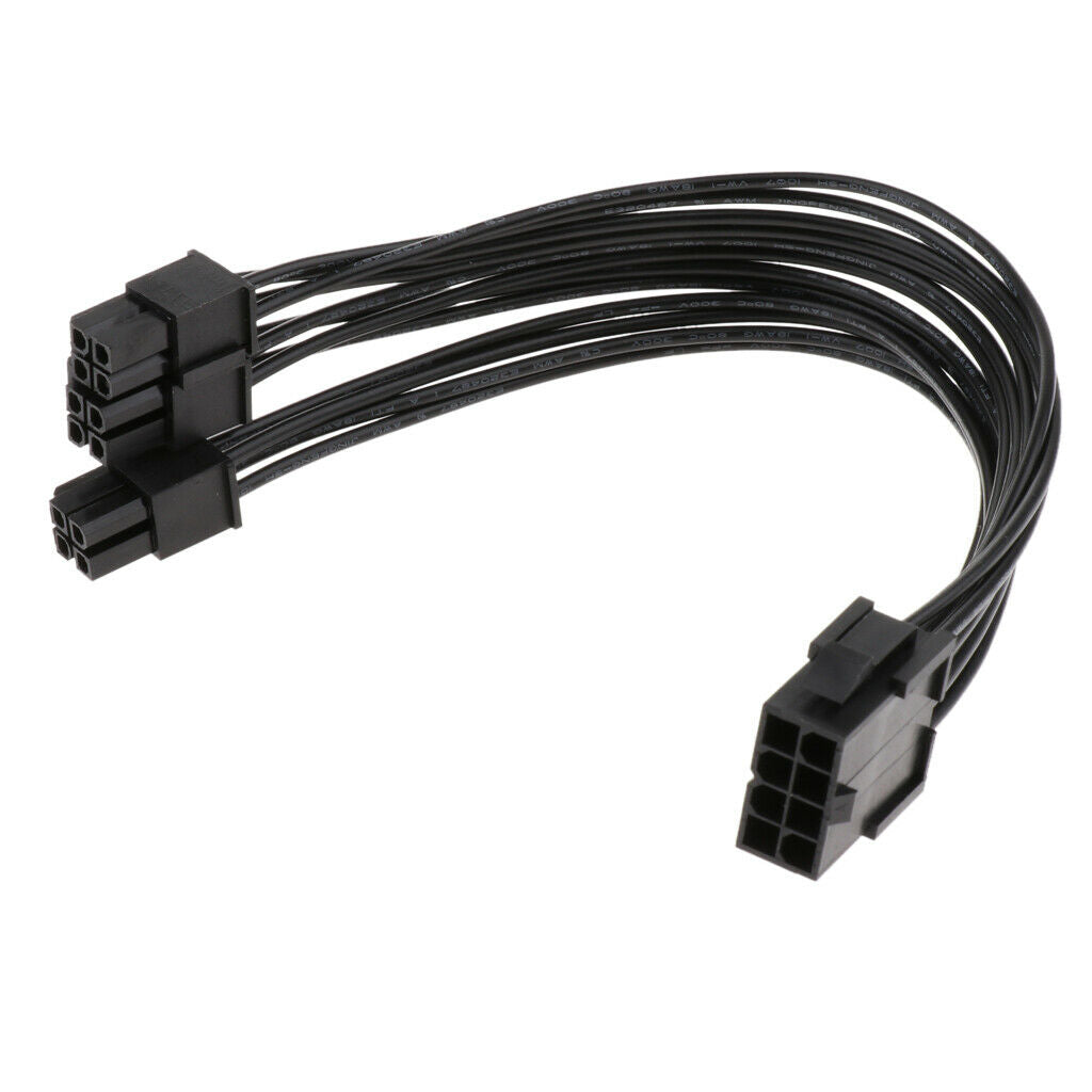 1 Pair 20cm Desktop CPU 8Pin to 8+4Pin Power Supply Extension Cable - Black