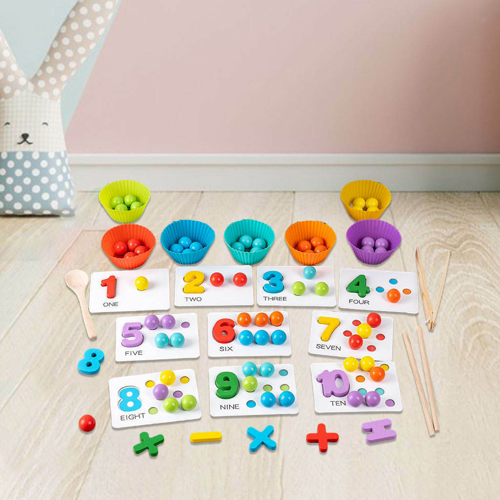 Clip Bead Hands Brain Training Wooden Digital Durable for Activities Toddler