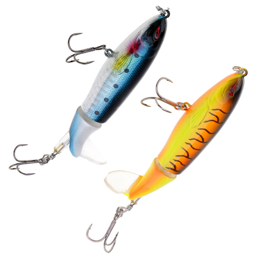 Fishing Lures, 2Pcs Lifelike Topwater Fishing Lure Crankbaits with Plastic