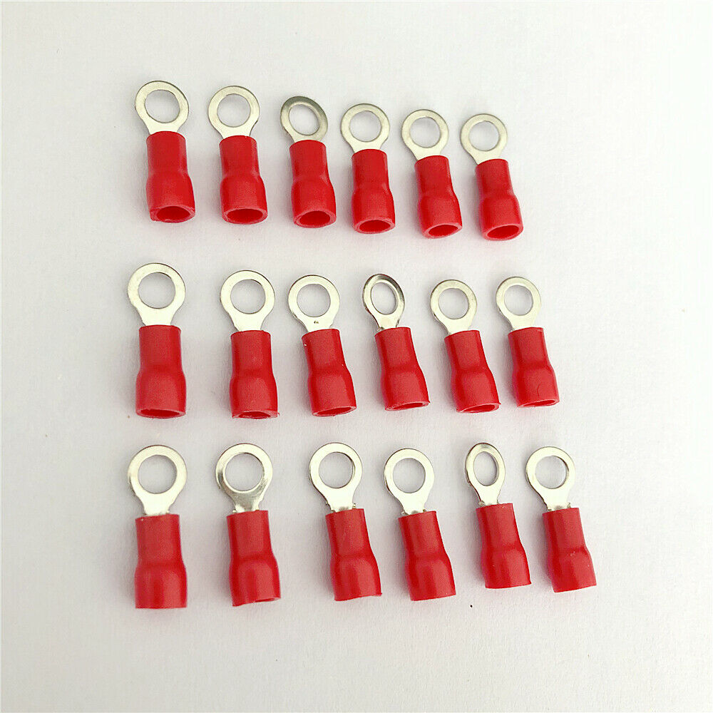 50PCS Red Ring Cable Wire crimp Connector terminal block 22-16AWG  RV1.25-4