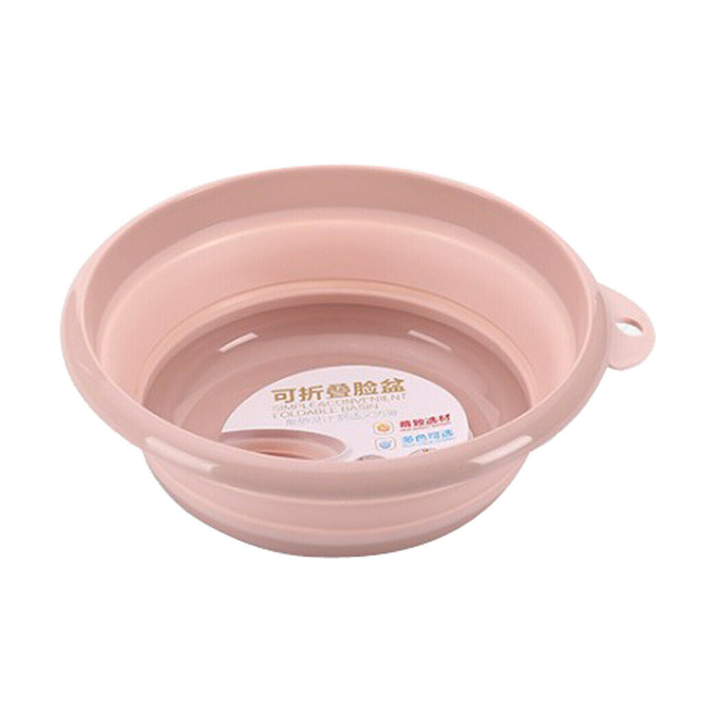 Portable Folding Washbasin Outdoor Collapsible Dish Tub Bucket Pink