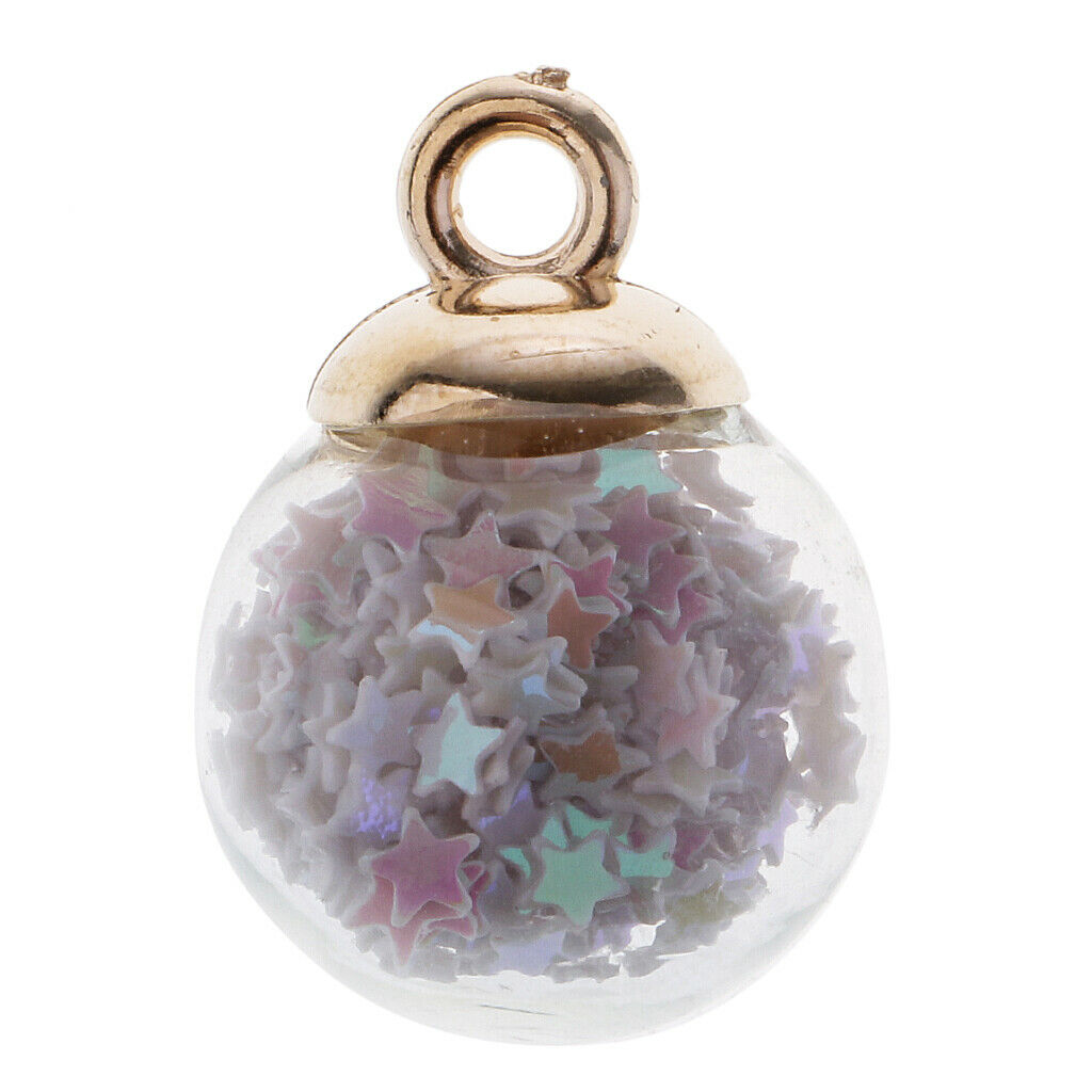 20X 16mm Charms Glass Ball With Shiny Star Pendants Craft DIY Necklace Mixed