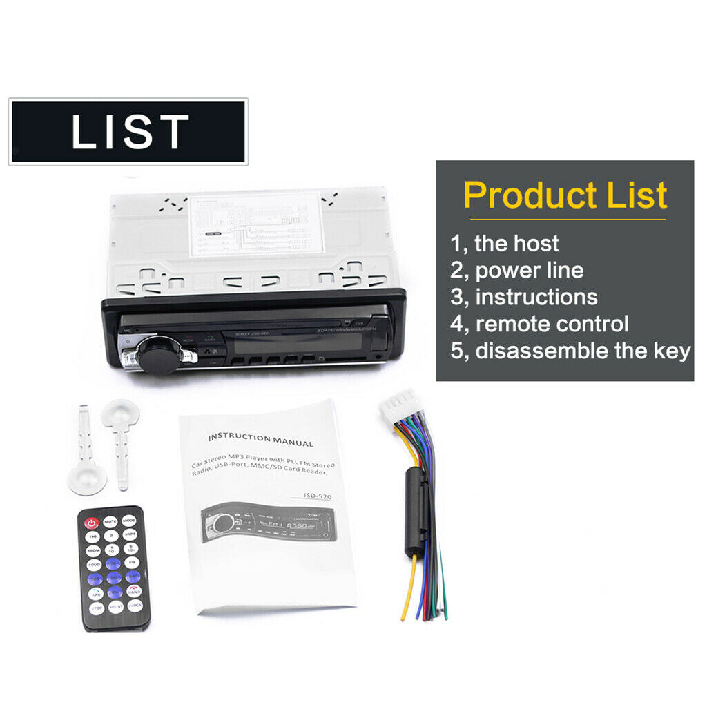 12V USB: 2.0 car radio MP3 player digital media receiver, handsfree phone,