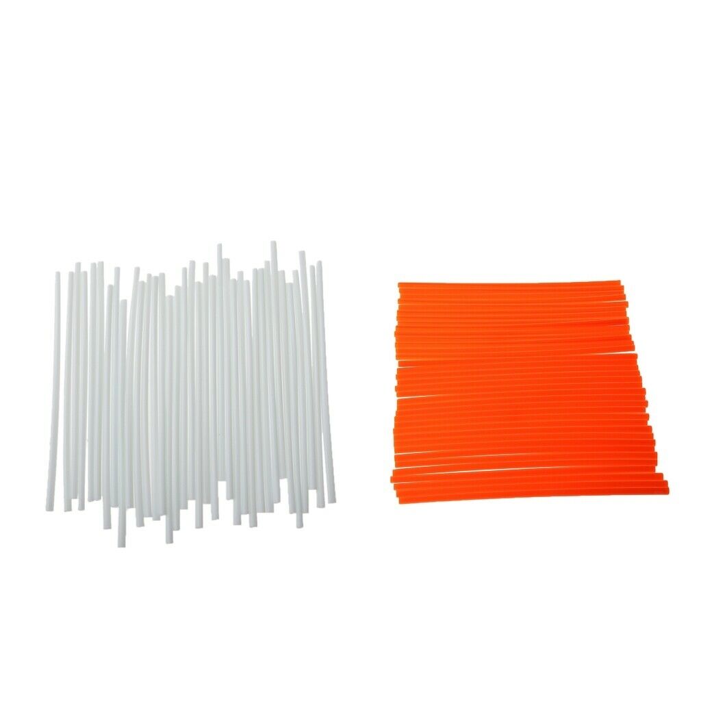 72Pcs Universal Motocross Wheel Rim Spoke Wraps Skins Cover Orange & White