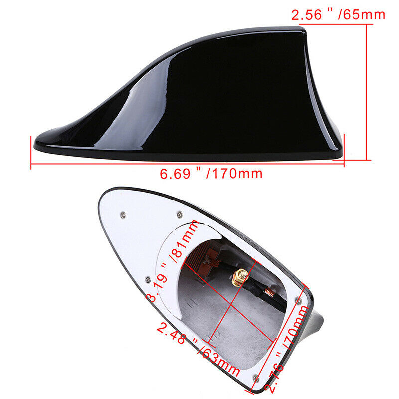 Black Car Rear Roof Shark Fin Antenna AM/FM Radio Signal Decoration Aerial Cover