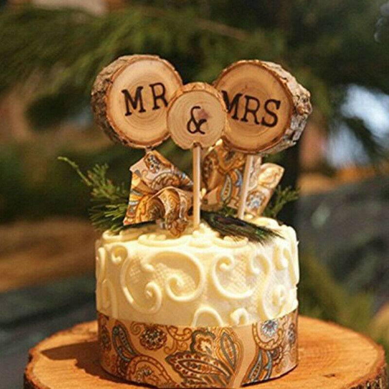 Mr Mrs Cake Topper Wooden Cake Top Flag English Alphabet Wedding Engageme.l8