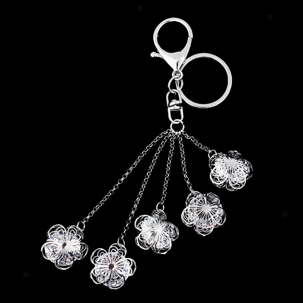 Pierced Camellia Key Chain Fashion Key Ring Handbag Pendant Decor Girs Gift