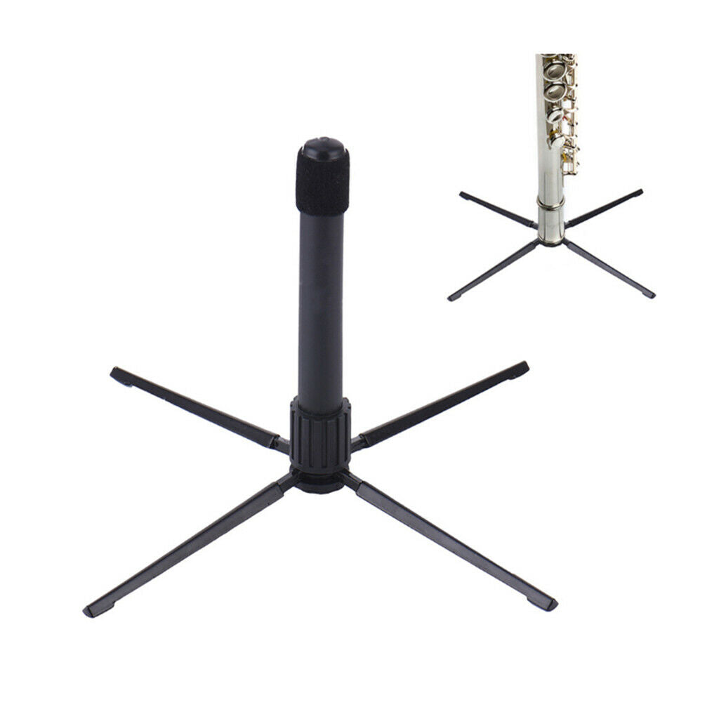 Foldable Flute Clarinet Stand Holder Black for Flute Clarinet Parts Accs