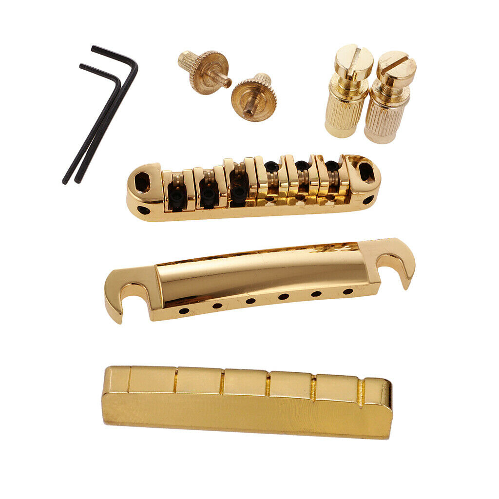 Durable Electric Guitar Roller Bridge Saddle Set 43MM 6 String Brass Slotted