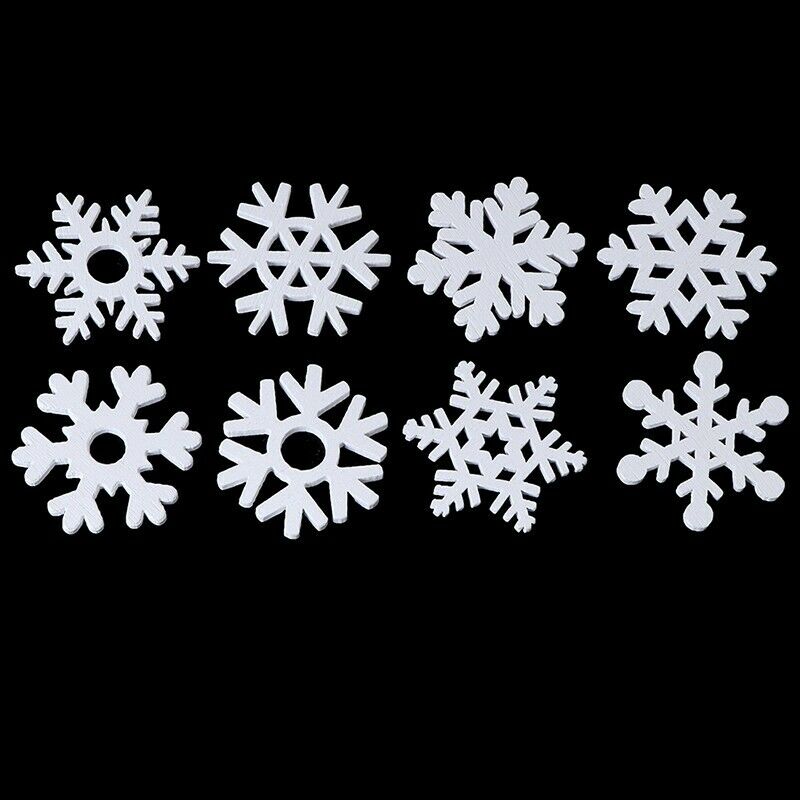 50pcs Snowflakes Decoration Christmas Ornaments Wooden Mix Shape White Pendants