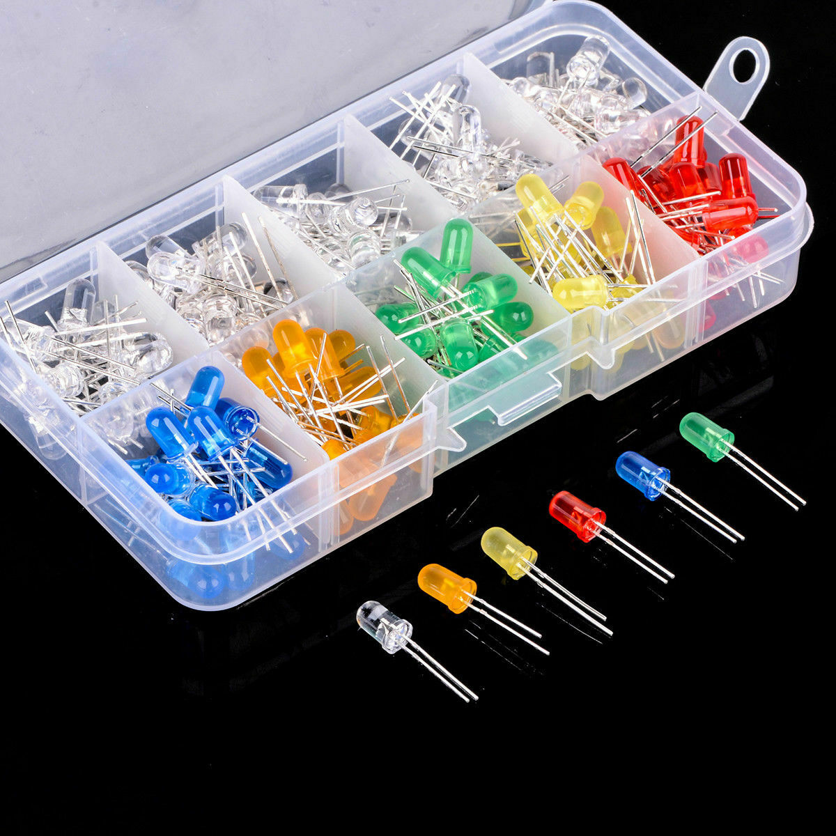 10 Value 200pcs Six colors 5mm Round Bright Light LED Diode Assortment Kit Set