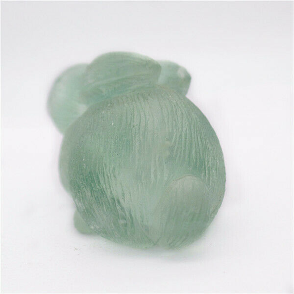 81x41x38mm Natural Green Fluorite Carved Rabbit Decoration Statue Reiki HH7921