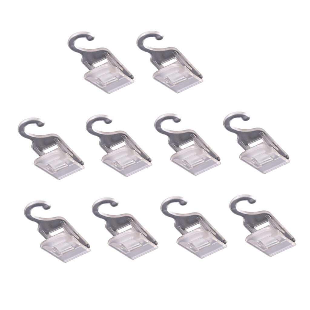 10 Pieces Utility Made of Clear Plastic Clip with Hooks for Sign , Clothes