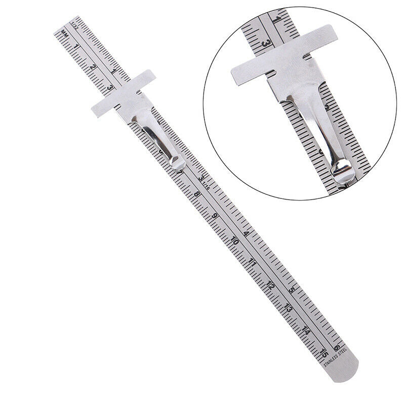 6" Stainless Steel Pocket Rule Handy Ruler with inch 1/32” mm/metric Grad.l8