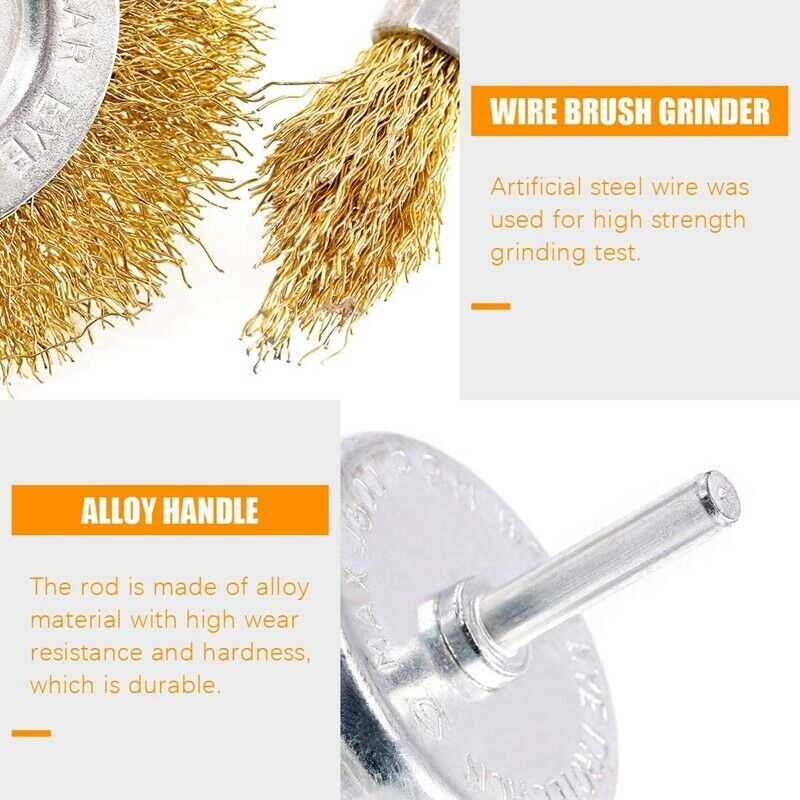 8Pcs Steel Twist K Wire Wheel Brush Set for Drill Crimped Cup with 1/4-inch ShS4