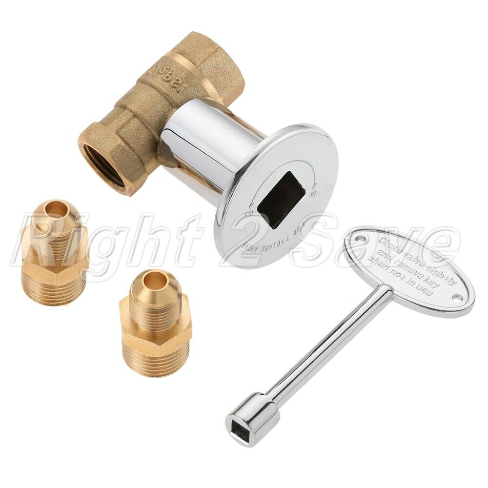 1/2"NPT Straight 1/4 Turn Shut Off Ball Valve Brass Chrome NG LP Gas Fire Pit