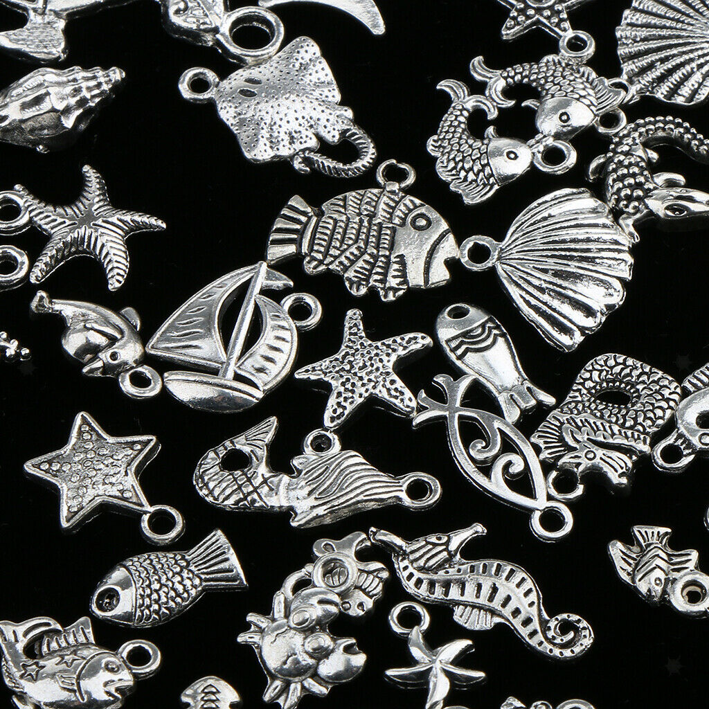 100 Pieces Mixed DIY Ocean Fish & Sea Creatures Charms Pendants Jewelry Making