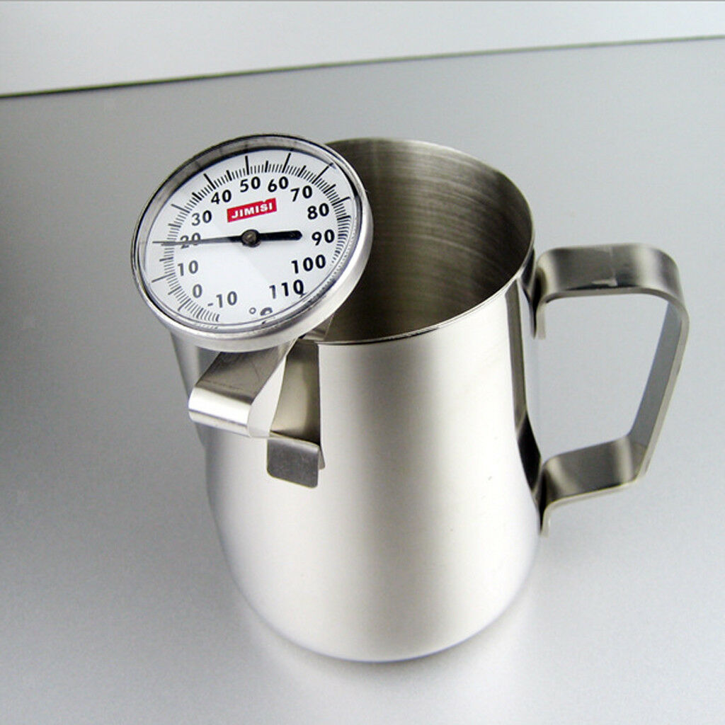 New 350ml Coffee Milk Frothing Pitcher Thermometer, w/ Scale Stainless Steel