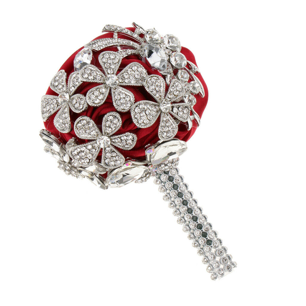 Bride Groom Rhinestone Crystal Corsage Boutonniere Wedding Supplies Wine Red