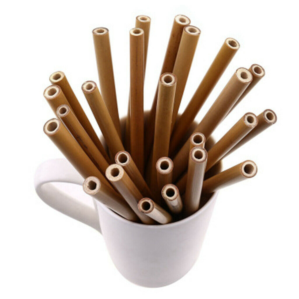 30Pcs Natural Bamboo Straw Wood Tube Kitchen DIY Wood Arts Crafts Supplies