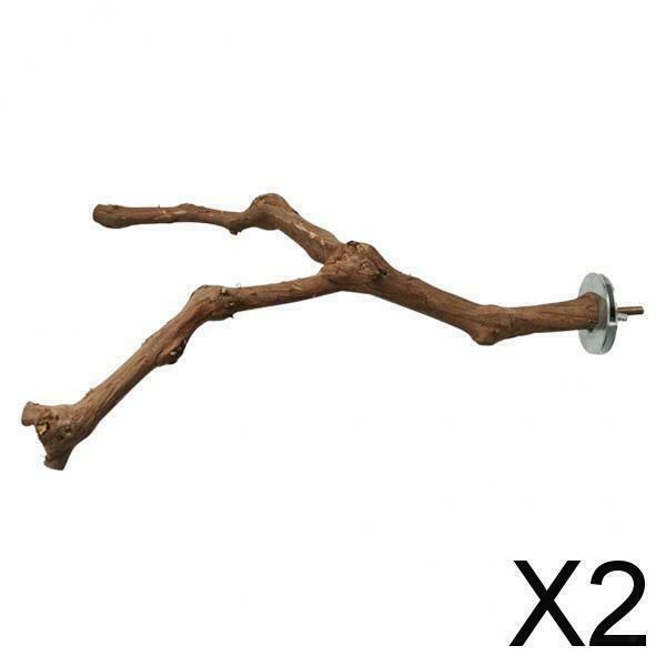 2X Wood Parrot Stand Tree Branch Toys Perches Cage Accessories Grinding A